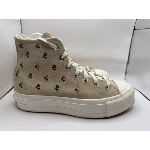 Converse All Star Lift Platform High Embroidered Roses Size 8.5 Shoes Hi Top - Picture 3 of 14